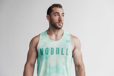 Nobull Tie-Dye Men's Tank Tops Light Turquoise | Australia (ST9574)